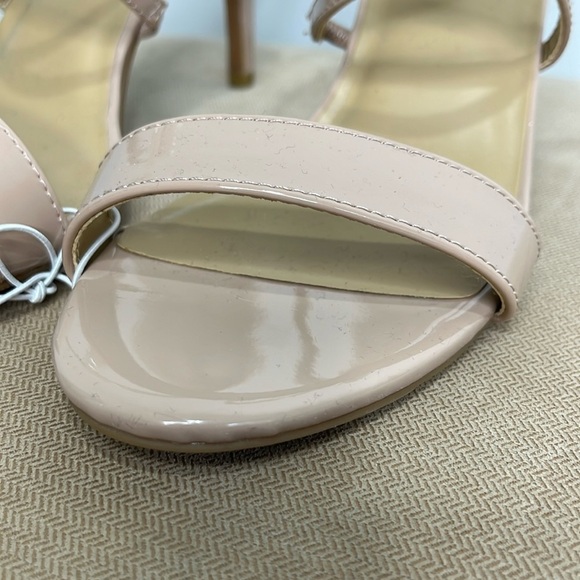 Thalia Sodi Nude Strappy High Heel Pumps Darria Shoes Size 10 Shiny Patent Look - Picture 3 of 14